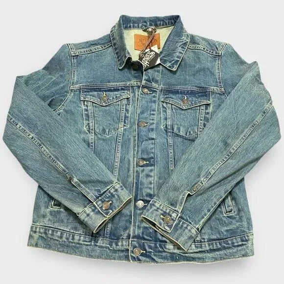 Heroes Motors Legendary Denim Jean Motorcycle Jacket Mens size Medium New - Picture 2 of 11